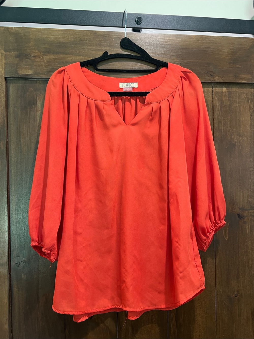 E128 Ezra Orange Blouse | size Large | length 34